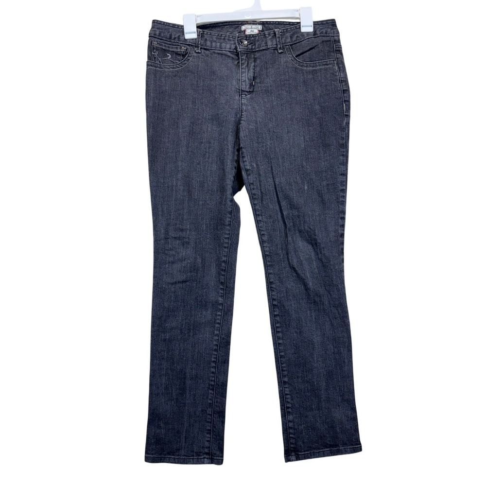 Tommy Hilfiger Spirit Jeans Women 10 Grey Mid Rise Skinny Leg Embroidered Pocket